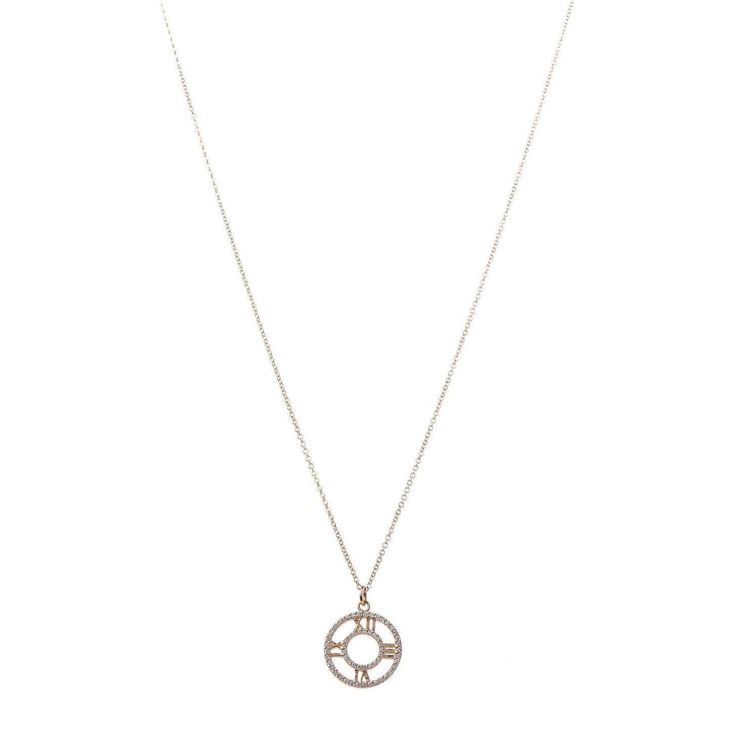 18K Rose Gold Diamond Small Atlas Open Pave Pendant Necklace