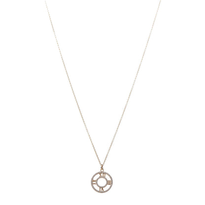 Tiffany 18K Rose Gold Diamond Small Atlas Open Pave Pendant Necklace 1 of 7
