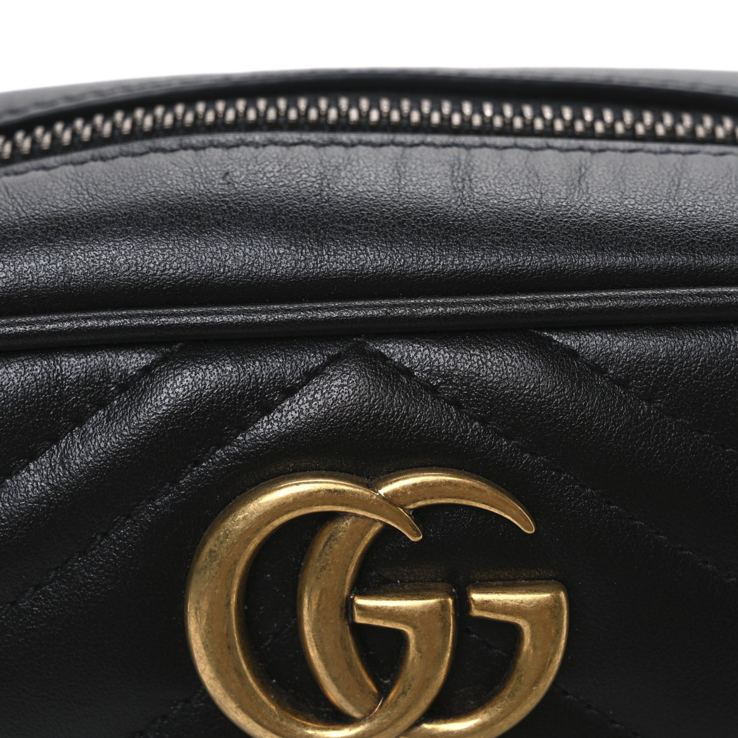Calfskin Matelasse Mini GG Marmont Chain Shoulder Bag Black