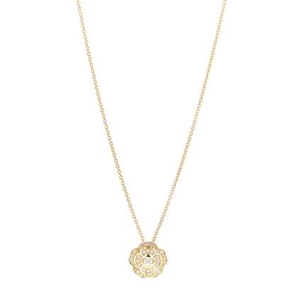 Chanel 18K Yellow Gold Diamond Bouton de Camelia Pendant Necklace 1 of 6