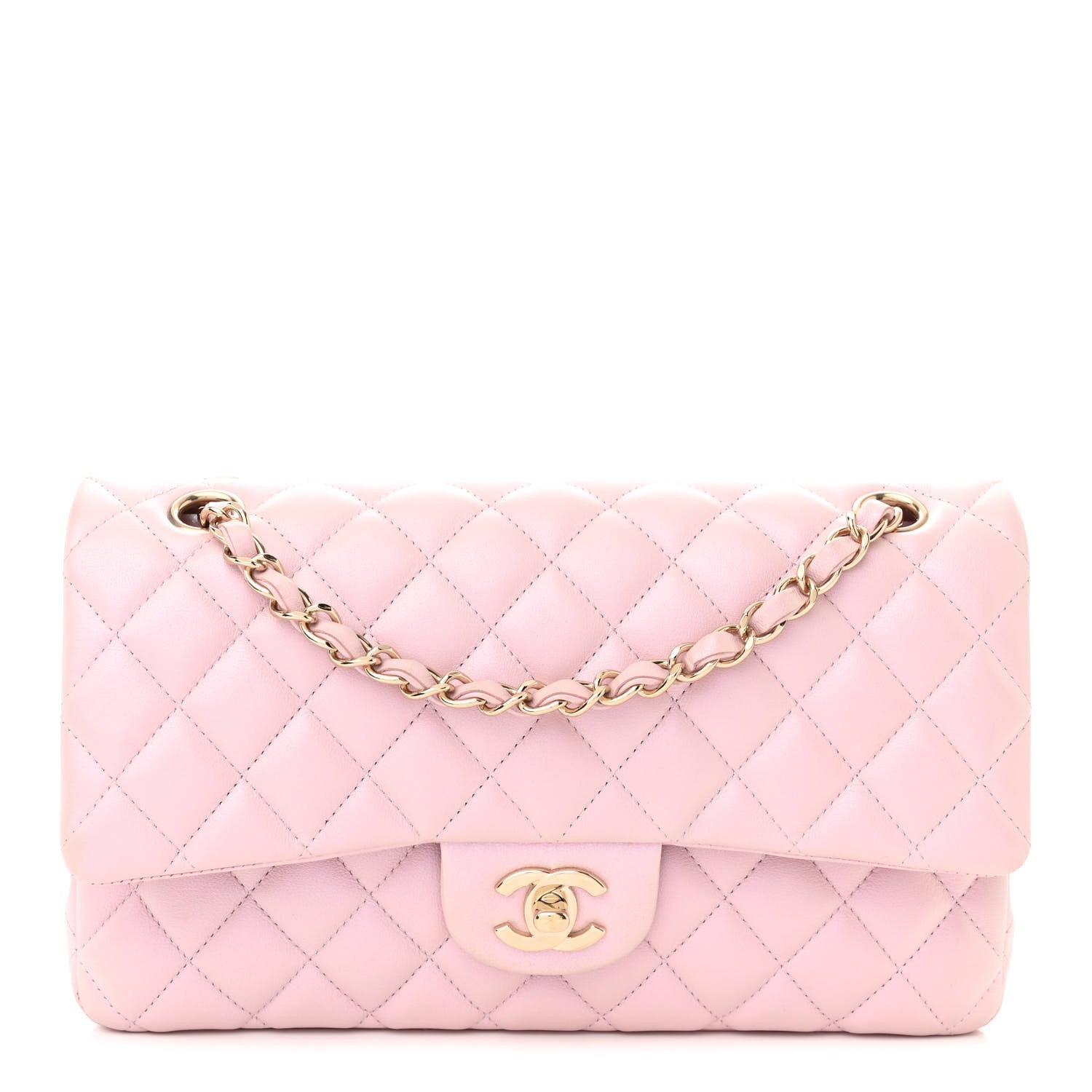 Chanel Iridescent Calfskin Quilted Medium Double Flap Light Pink 1 of 11