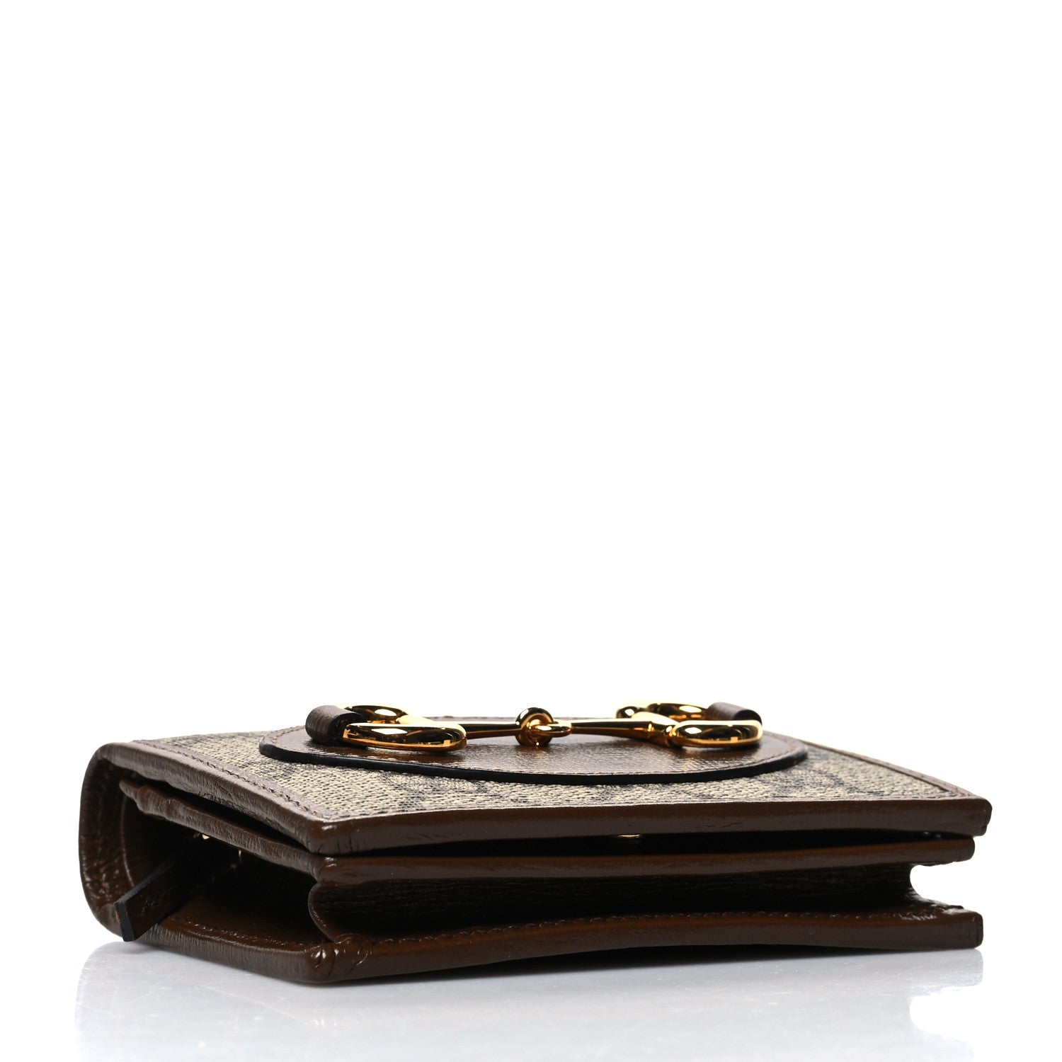 Gucci GG Supreme Monogram Horsebit 1955 Card Case Wallet Beige Ebony Brown Sugar 4 of 11