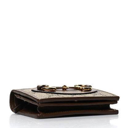 Gucci GG Supreme Monogram Horsebit 1955 Card Case Wallet Beige Ebony Brown Sugar 4 of 11