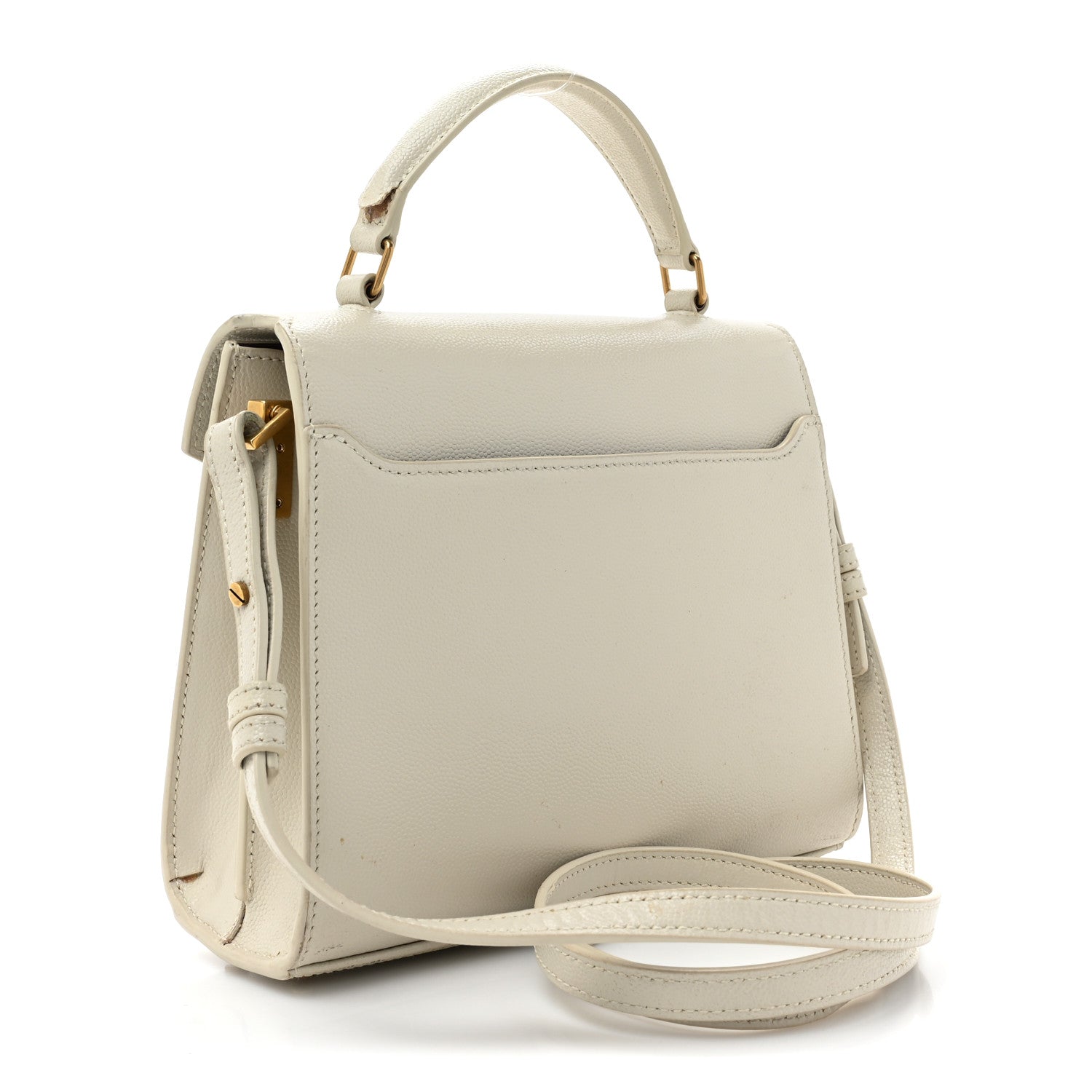 Saint Laurent Grain de Poudre Mini Classic Monogram Cassandra Top Handle Crema Soft 3 of 19