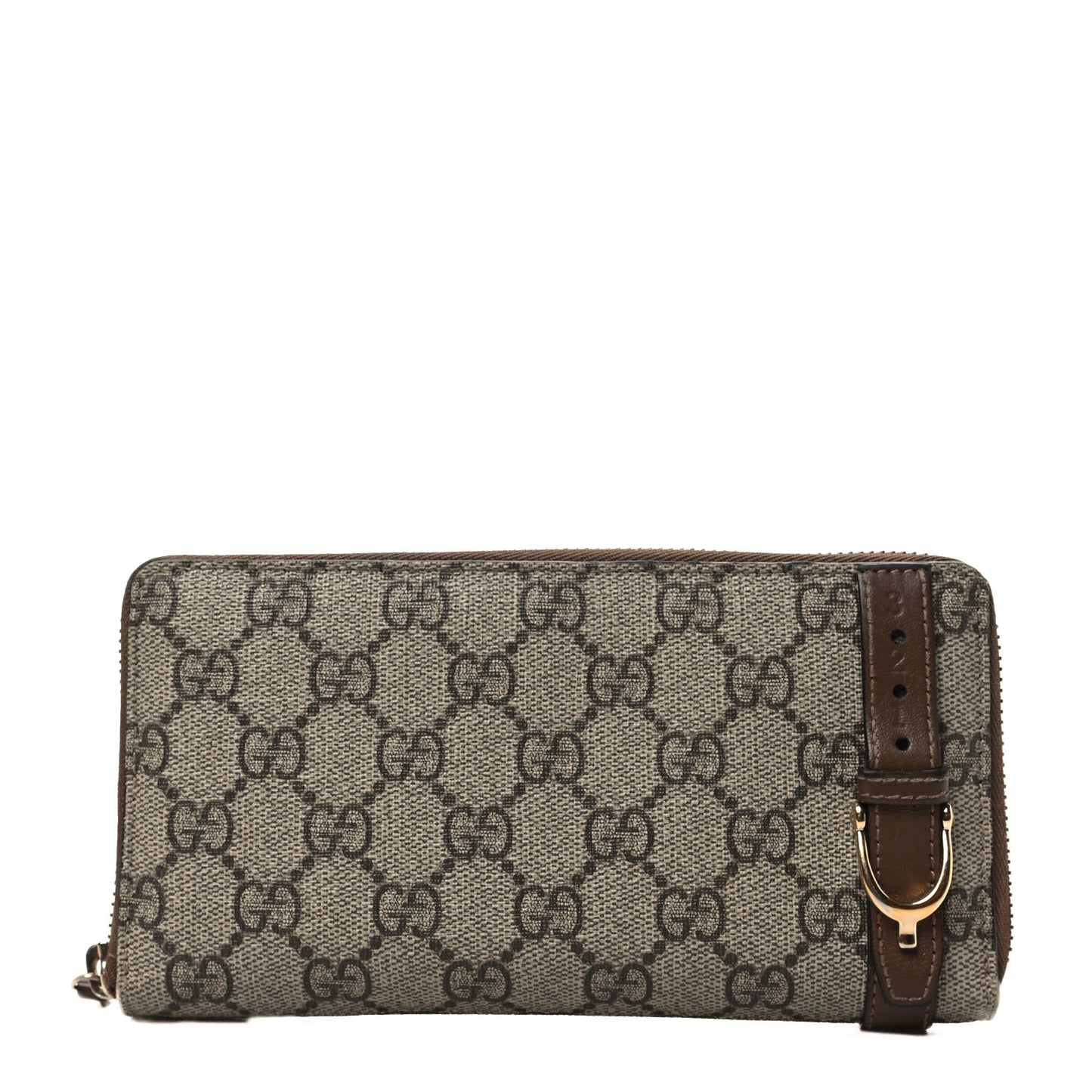 GG Supreme Monogram Nice Zip Around Wallet Maple Brown