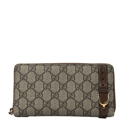 Gucci GG Supreme Monogram Nice Zip Around Wallet Maple Brown 1 of 8