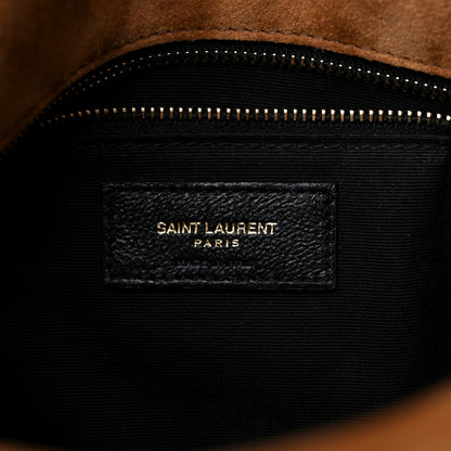 Saint Laurent Suede Calfskin Quilted Small Loulou Puffer Monogram Chain Satchel Cinnamon 6 of 11