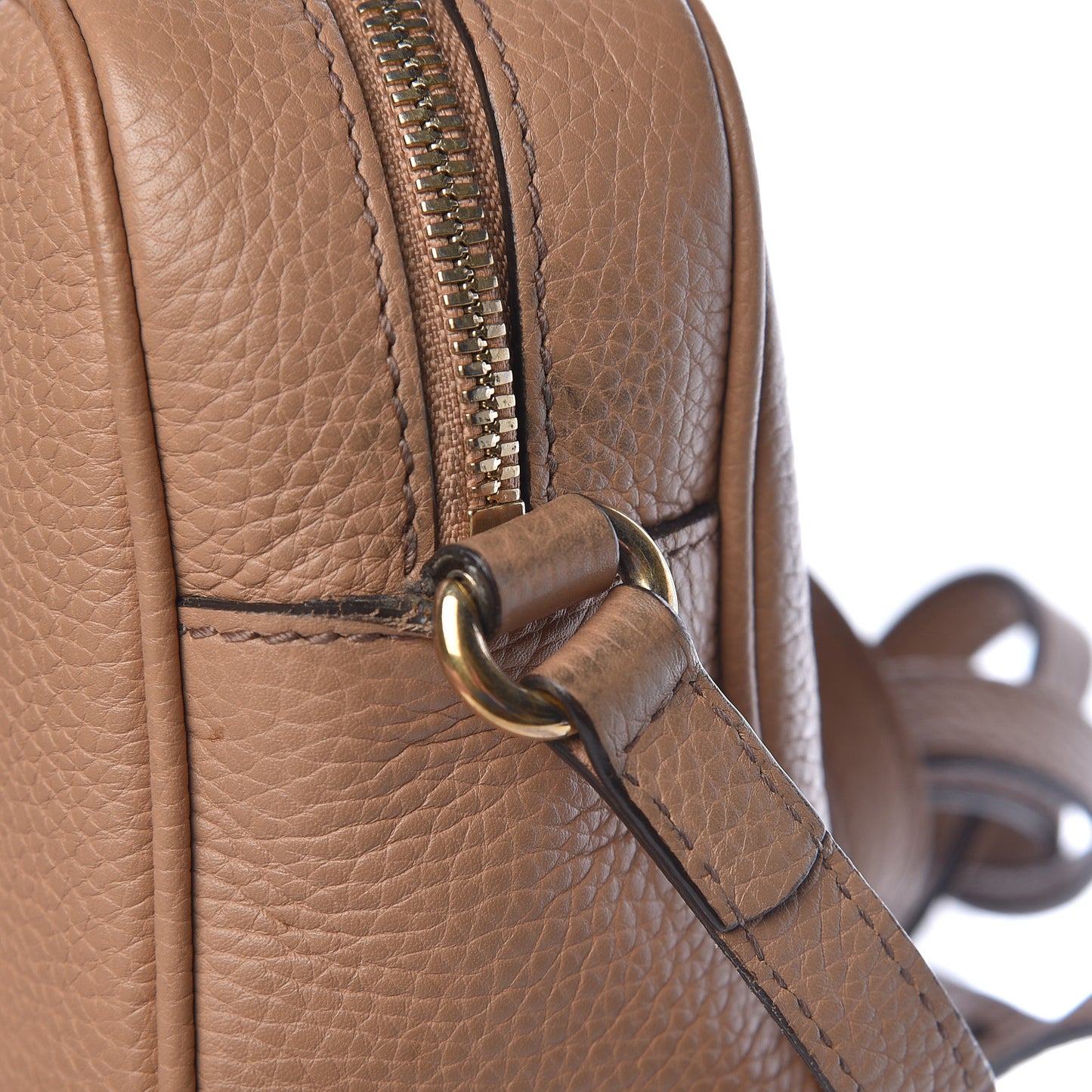 Pebbled Calfskin Small Soho Disco Bag Camelia