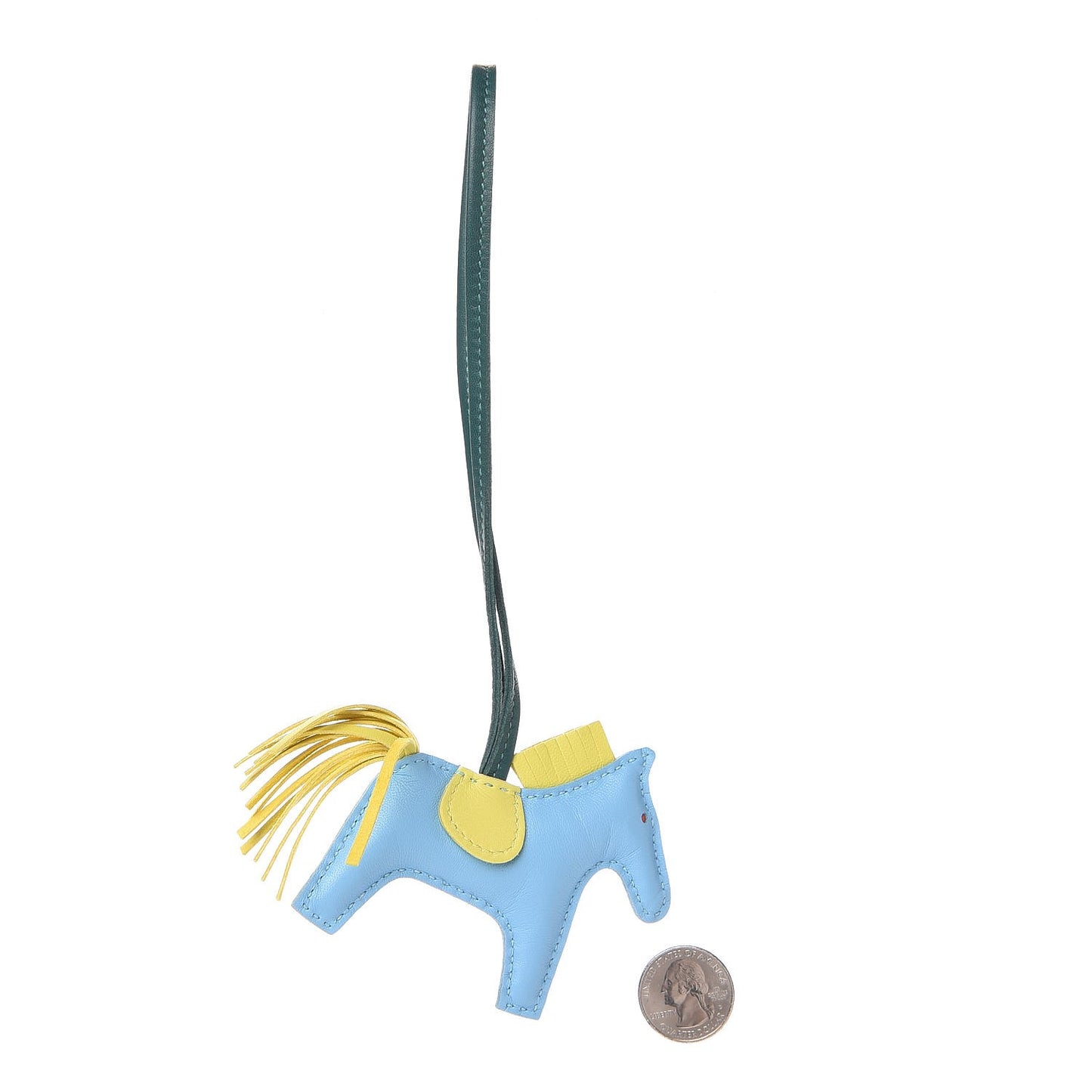 Milo Lambskin Grigri Rodeo Horse Bag Charm PM Bleu Celeste Lime Malachite
