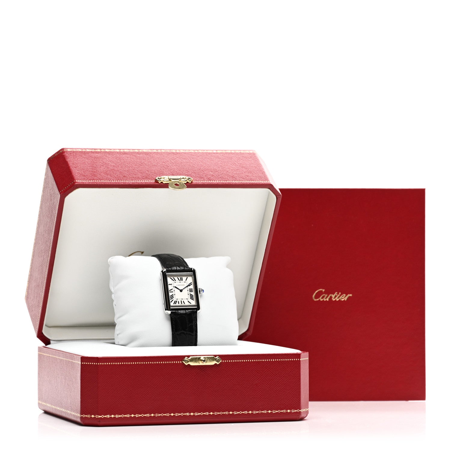 Cartier Stainless Steel Alligator 24mm Tank Solo Quartz Watch 5 of 5