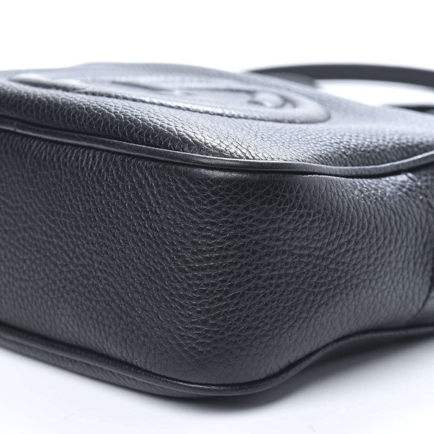 Pebbled Calfskin Small Soho Disco Bag Black