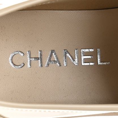 Chanel Shiny Calfskin Logo Loafers 39.5 Beige 9 of 11
