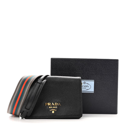 Prada Vitello Daino Flap Crossbody Black 9 of 10