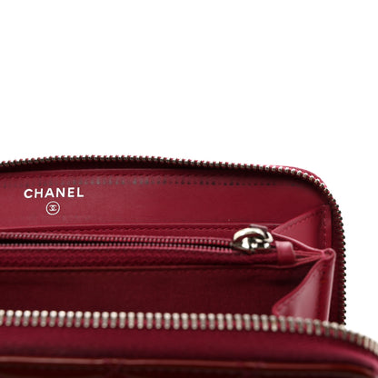 Chanel Patent Quilted Brilliant Zip Around Wallet Red 9 of 10