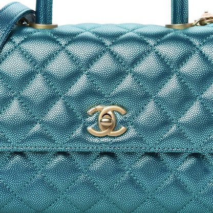 Chanel Metallic Caviar Quilted Mini Coco Handle Flap Blue 10 of 10