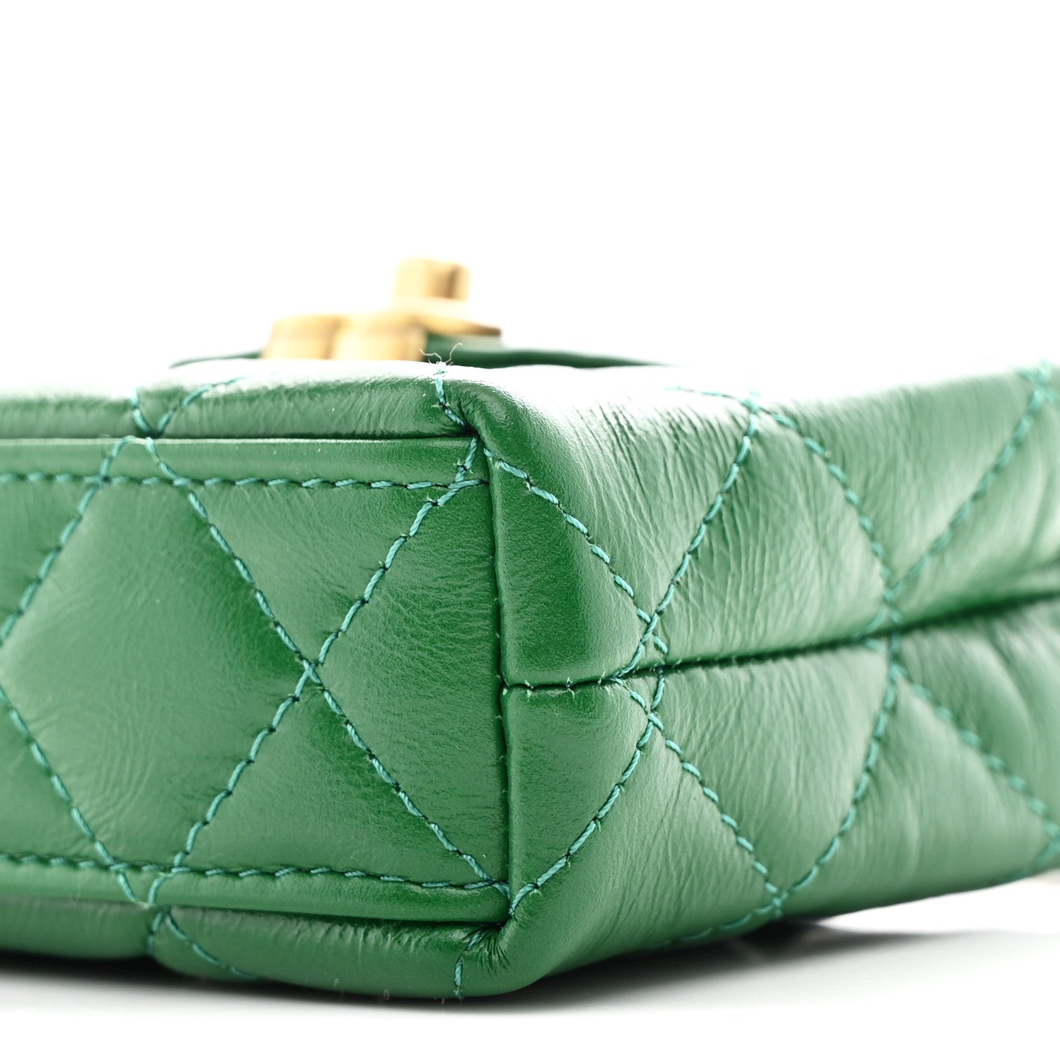 Chanel Shiny Aged Calfskin Quilted Mini Nano Kelly Shopper Green 10 of 10