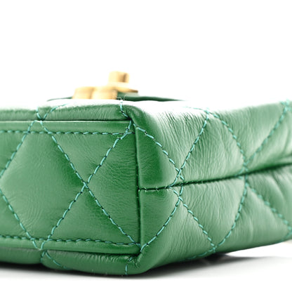 Chanel Shiny Aged Calfskin Quilted Mini Nano Kelly Shopper Green 10 of 10