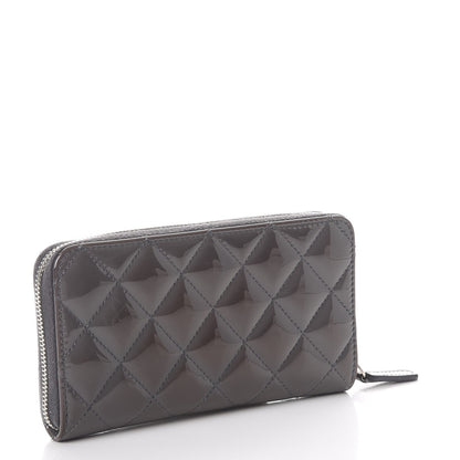 Chanel Patent Quilted Small Zip Around Wallet Grey 3 of 12