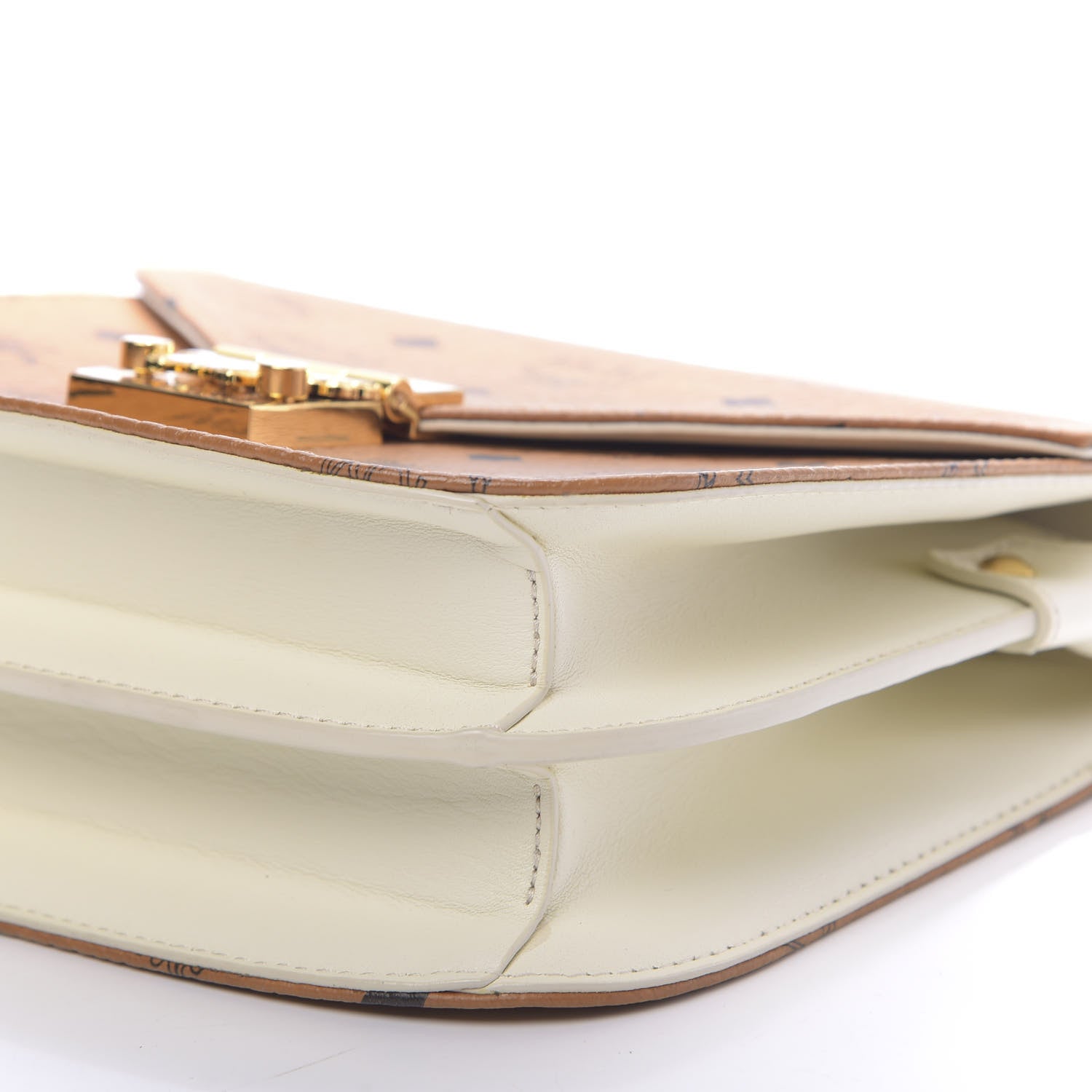 MCM Visetos Calfskin Small Patricia Crossbody Bag Cognac White 7 of 11