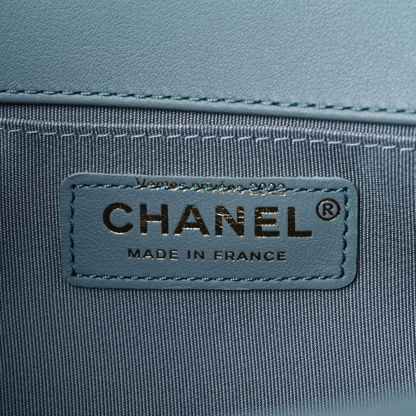 Calfskin Quilted Medium Boy Flap Light Blue