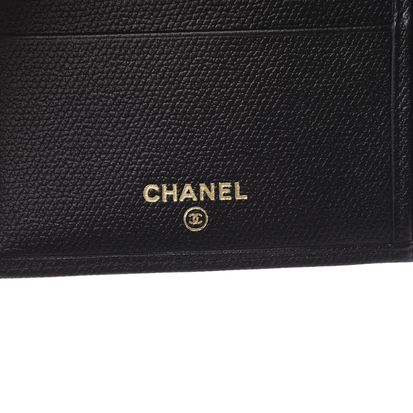 Grained Calfskin CC Button Bi-Fold Wallet Black