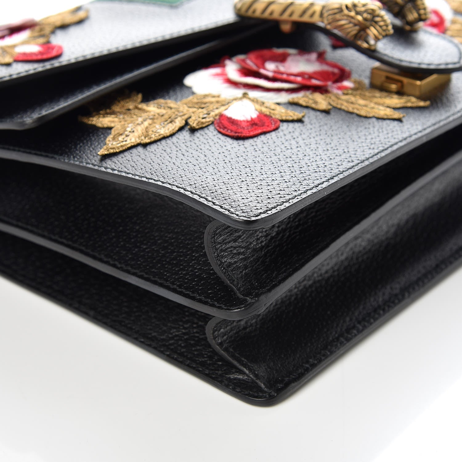 Gucci Calfskin Web Floral Embroidered Medium Dionysus Shoulder Bag Black 5 of 10