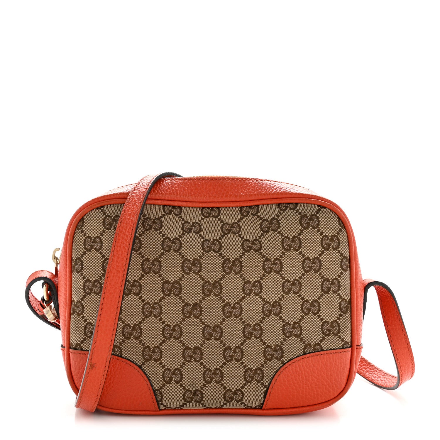 Gucci Monogram Dollar Calfskin Mini Bree Messenger Bag Beige Ebony Sun Orange 1 of 13