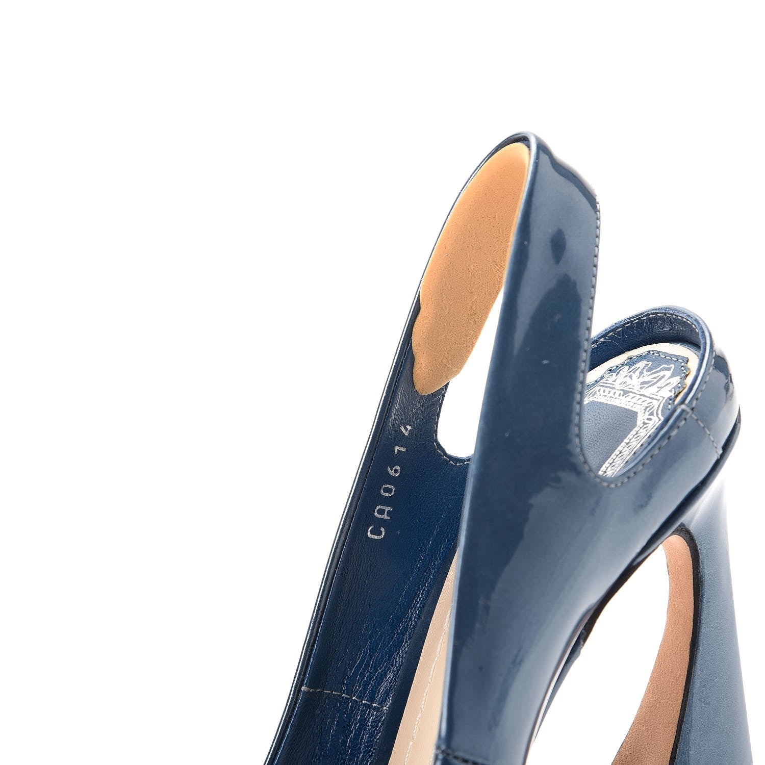 Christian Dior Patent Slingback Pumps 34 Blue 11 of 17