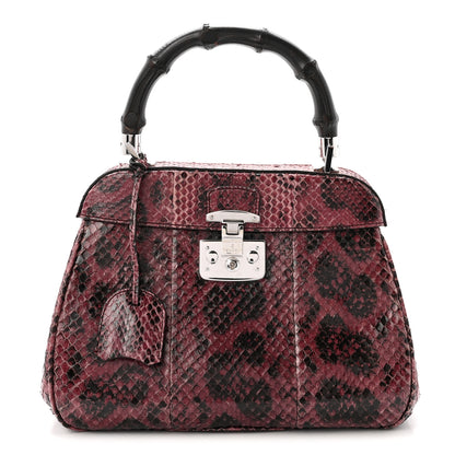 Gucci Snakeskin Bamboo Medium Lady Lock Top Handle Bag Purple 1 of 10