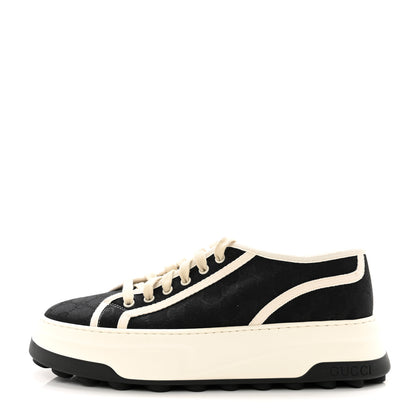 Gucci GG Monogram Mens 1977 Tennis Platform 52mm Sneakers 9 Black Mystic White 1 of 13