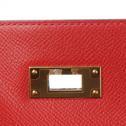 Hermes Epsom Horseshoe Kelly Sellier 28 Rouge Casaque Etain 20 of 36