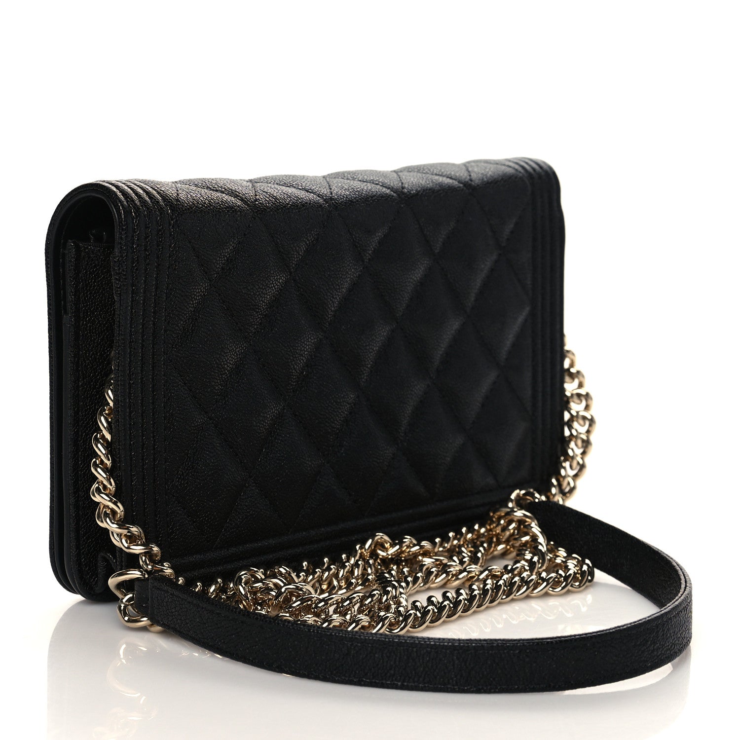 Chanel Caviar Quilted Boy Wallet On Chain WOC Black 3 of 11