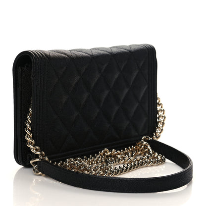 Chanel Caviar Quilted Boy Wallet On Chain WOC Black 3 of 11