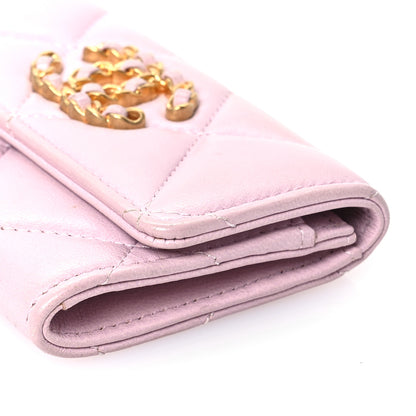 Chanel Lambskin Quilted Chanel 19 Flap Card Holder Light Pink 10 of 10