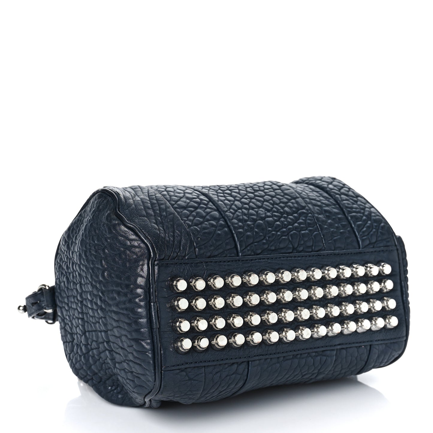 Pebbled Lambskin Mini Rockie Navy Silver Hardware