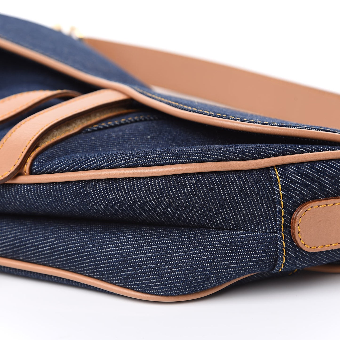 Denim Calfskin Saddle Bag Blue