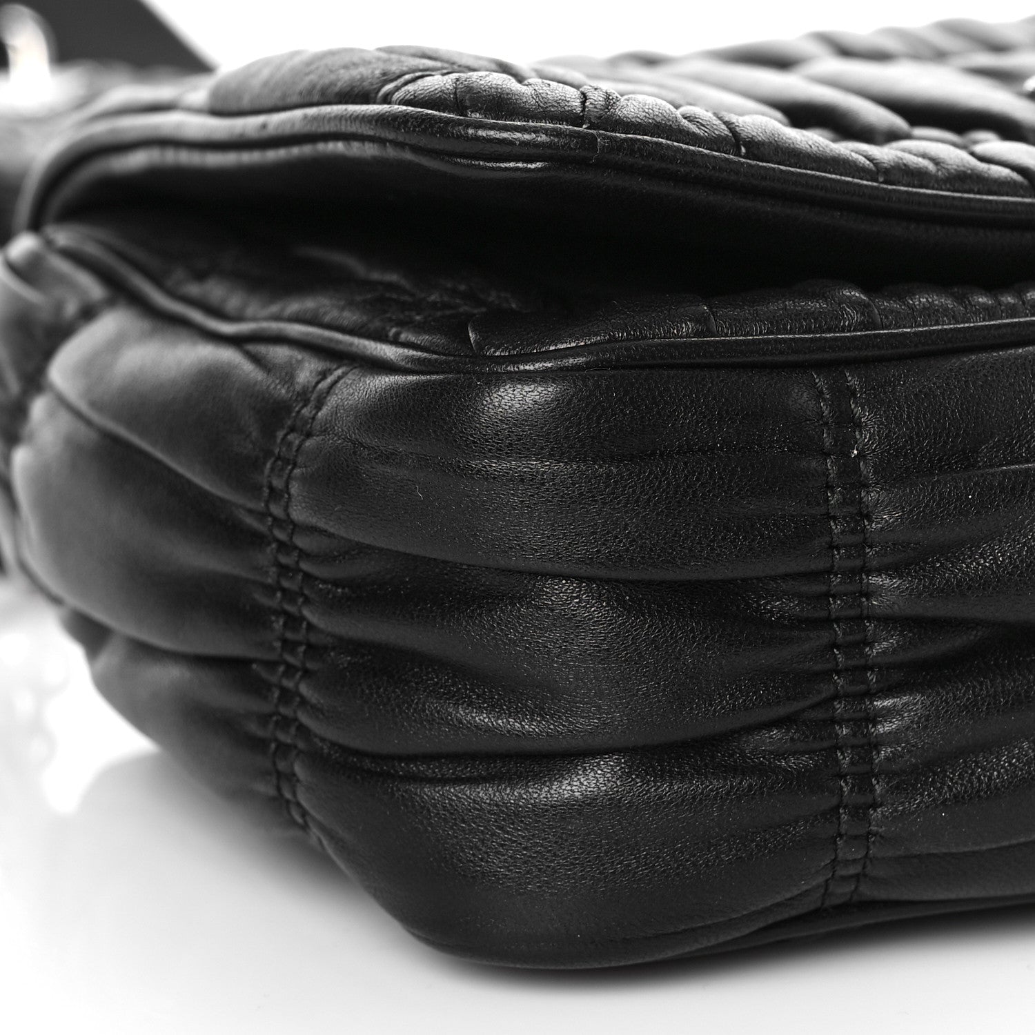 Prada Nappa Gaufre Flap Shoulder Bag Black 8 of 10