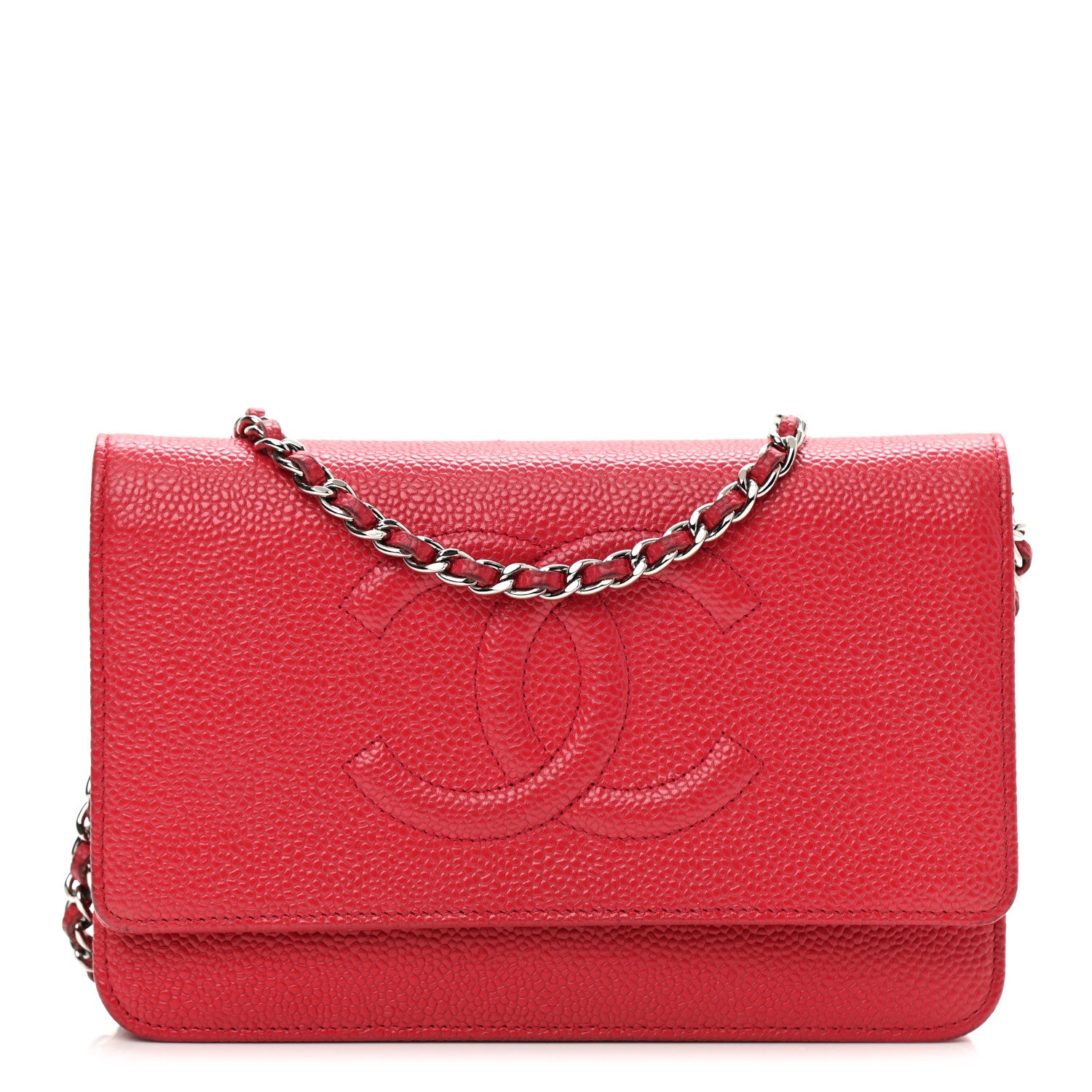 Chanel Caviar Timeless CC Wallet On Chain WOC Dark Pink 1 of 11