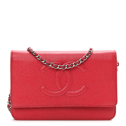 Chanel Caviar Timeless CC Wallet On Chain WOC Dark Pink 1 of 11