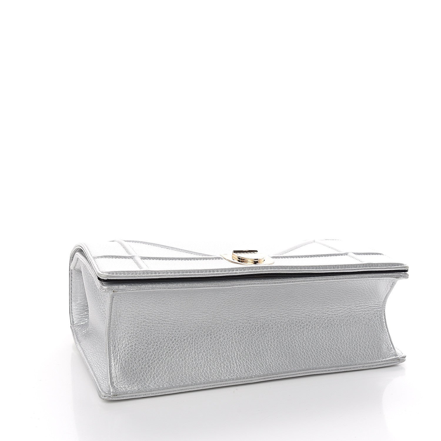 Christian Dior Metallic Grained Calfskin Medium Diorama Flap Bag Silver 3 of 10