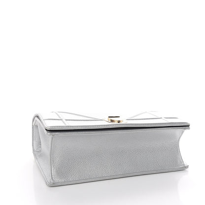 Christian Dior Metallic Grained Calfskin Medium Diorama Flap Bag Silver 3 of 10
