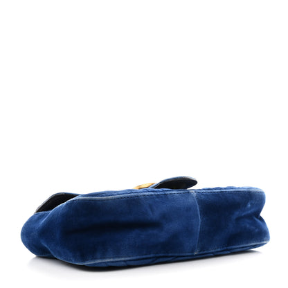Gucci Velvet Matelasse Mini GG Marmont Shoulder Bag Cobalt Blue 3 of 9