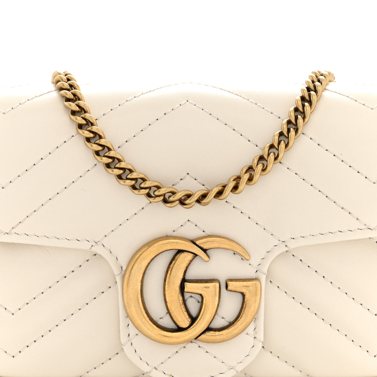 Gucci Calfskin Matelasse Super Mini GG Marmont Shoulder Bag White 7 of 10