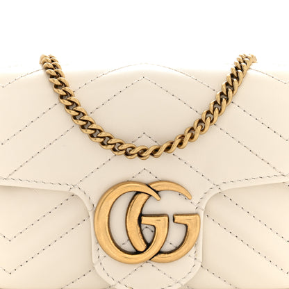 Gucci Calfskin Matelasse Super Mini GG Marmont Shoulder Bag White 7 of 10