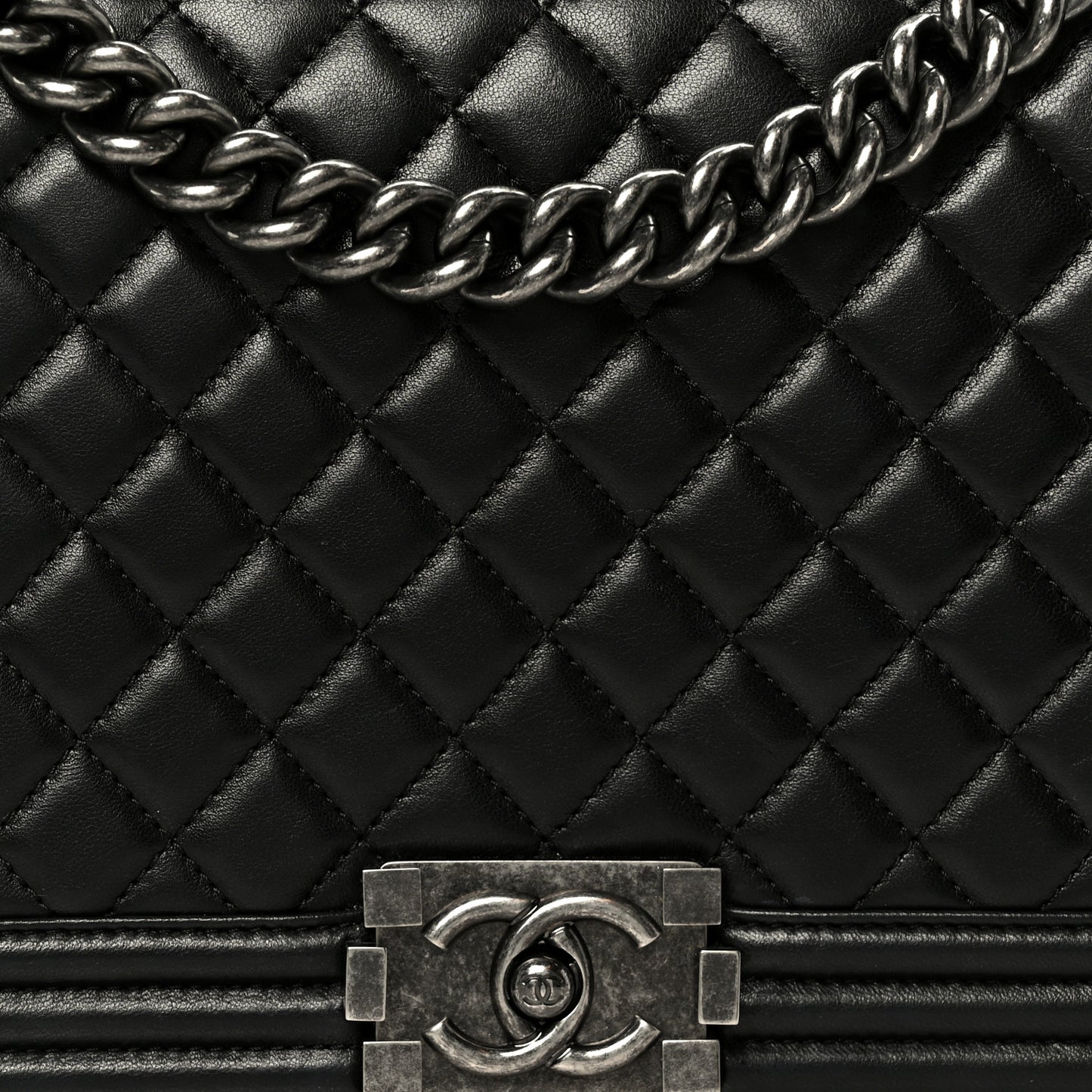 Calfskin Quilted New Medium Boy Flap Black