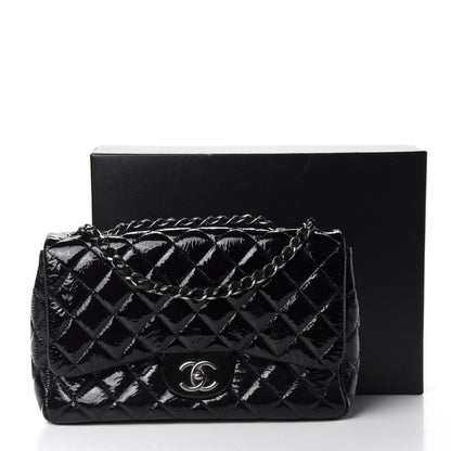 Chanel Distressed Patent Quilted Jumbo Single Flap Black 11 of 11