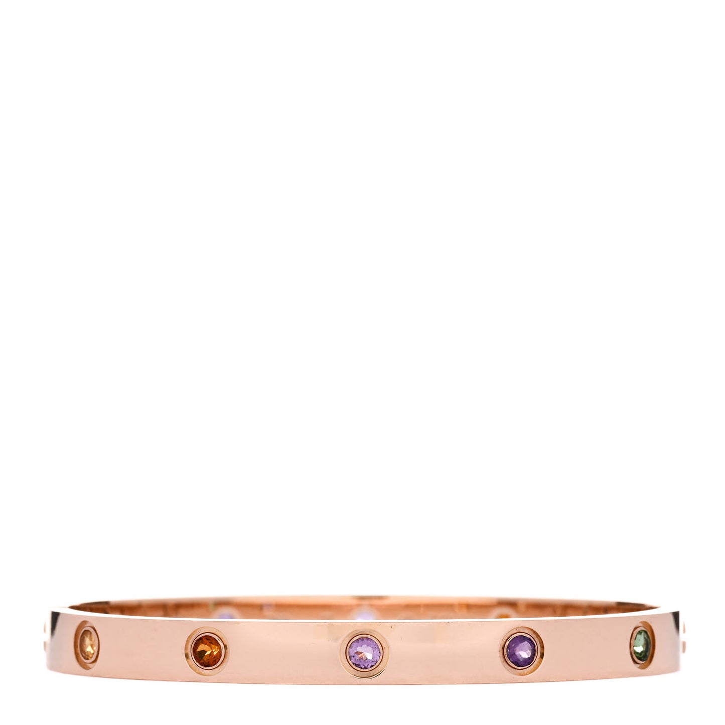 18K Pink Gold Sapphire Garnet Amethyst LOVE Bracelet 17