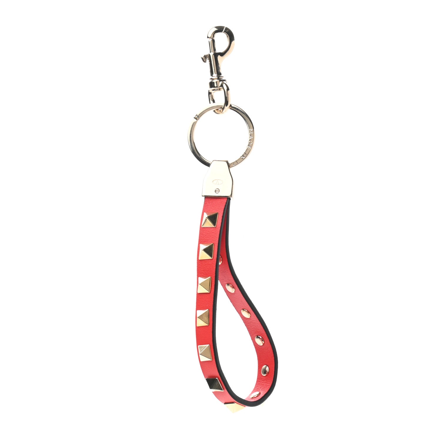 Valentino Garavani Vitello Rockstud Keychain Deep Orange 1 of 3