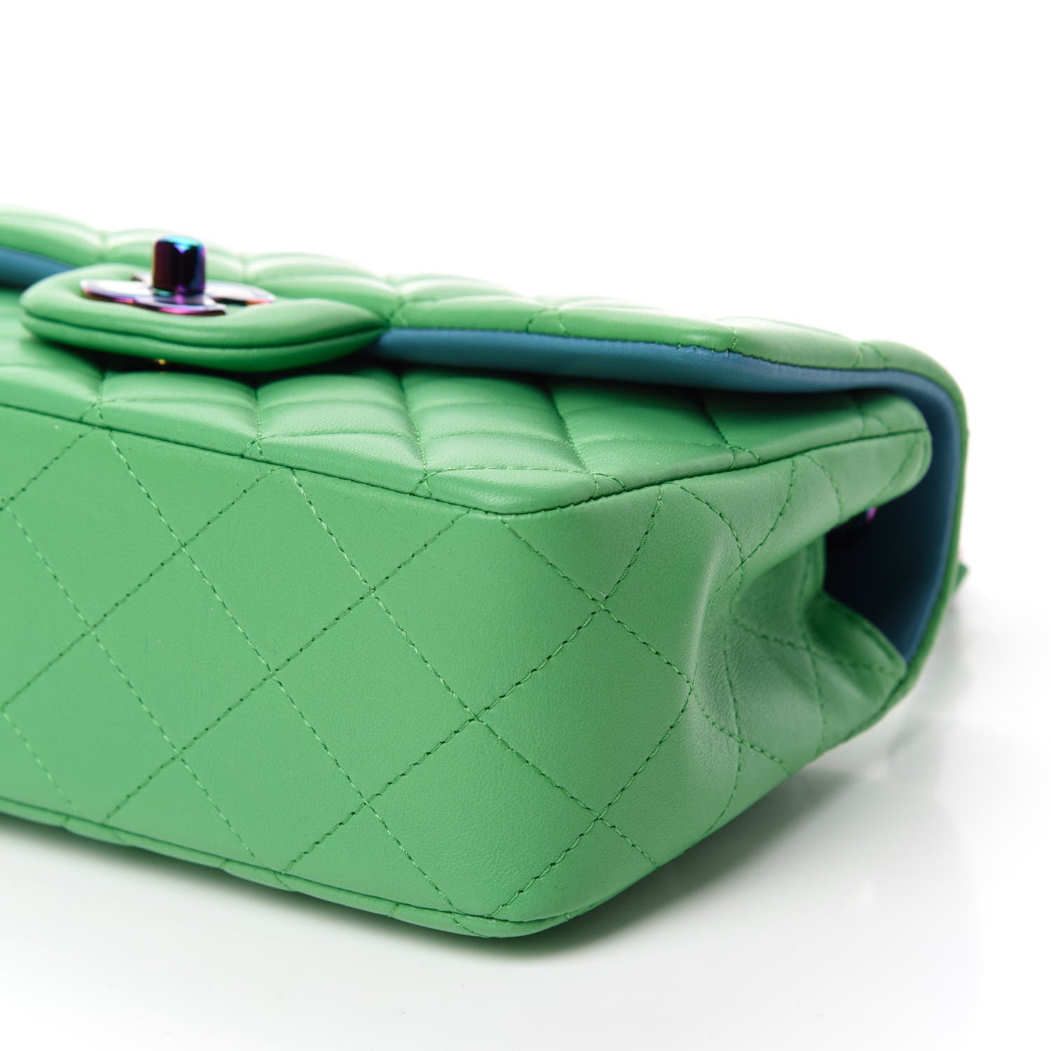 Chanel Lambskin Quilted Mini Rectangular Flap Green Blue 7 of 10