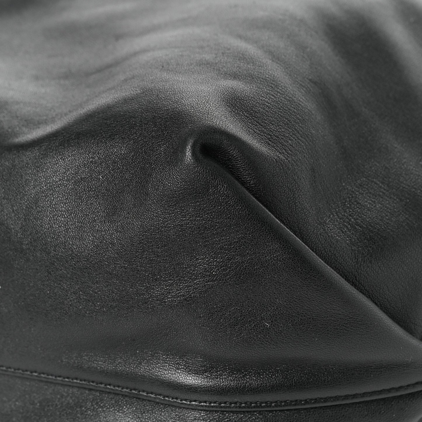 Lambskin Teddy Drawstring Bag Black